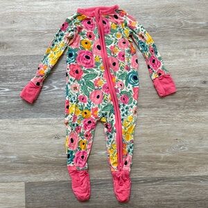 Little Sleepies Floral Footie Pajama - Pink, Yellow, Green